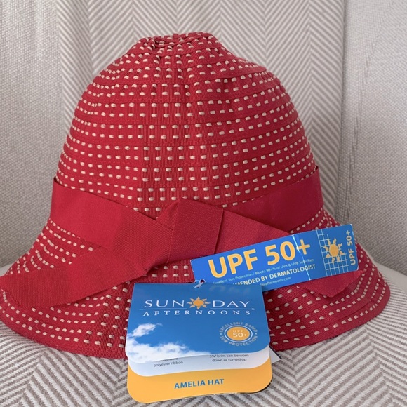 Sun Day Afternoons Red/Cream Sun Hat UPF50+ Packable - Picture 1 of 15